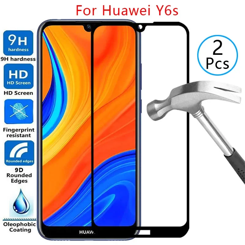 واقي شاشة 9d حافظة من الزجاج المقسى لهاتف هواوي y6s غطاء على huawei y6s y 6s y6 s ys6 6ys s6y حقيبة واقية للهاتف الشرف
