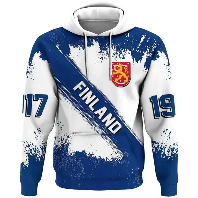 Finlandia flaga wzór bluzy moda wiosna z długim rękawem męskie damskie godło narodowe 3D bluza z nadrukiem Casual luźne swetry