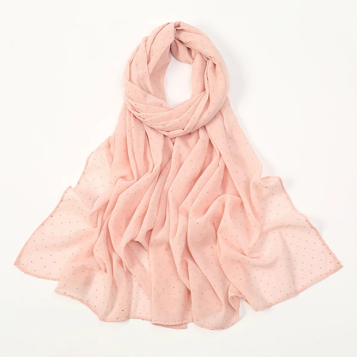 Pearl Chiffon Hijab Scarf Gypsy Star Hot Diamond Long Towel Women's Headscarf Popular Monochrome Headscarf Habit Femme Musulmane