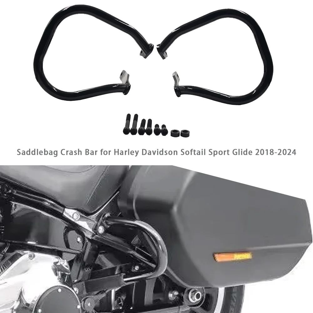 

Motorcycle Parts Black Solid Steel Rear Saddlebag Guard Crash Bar Protector Bumper for Harley Softail Low Rider ST 2022-later