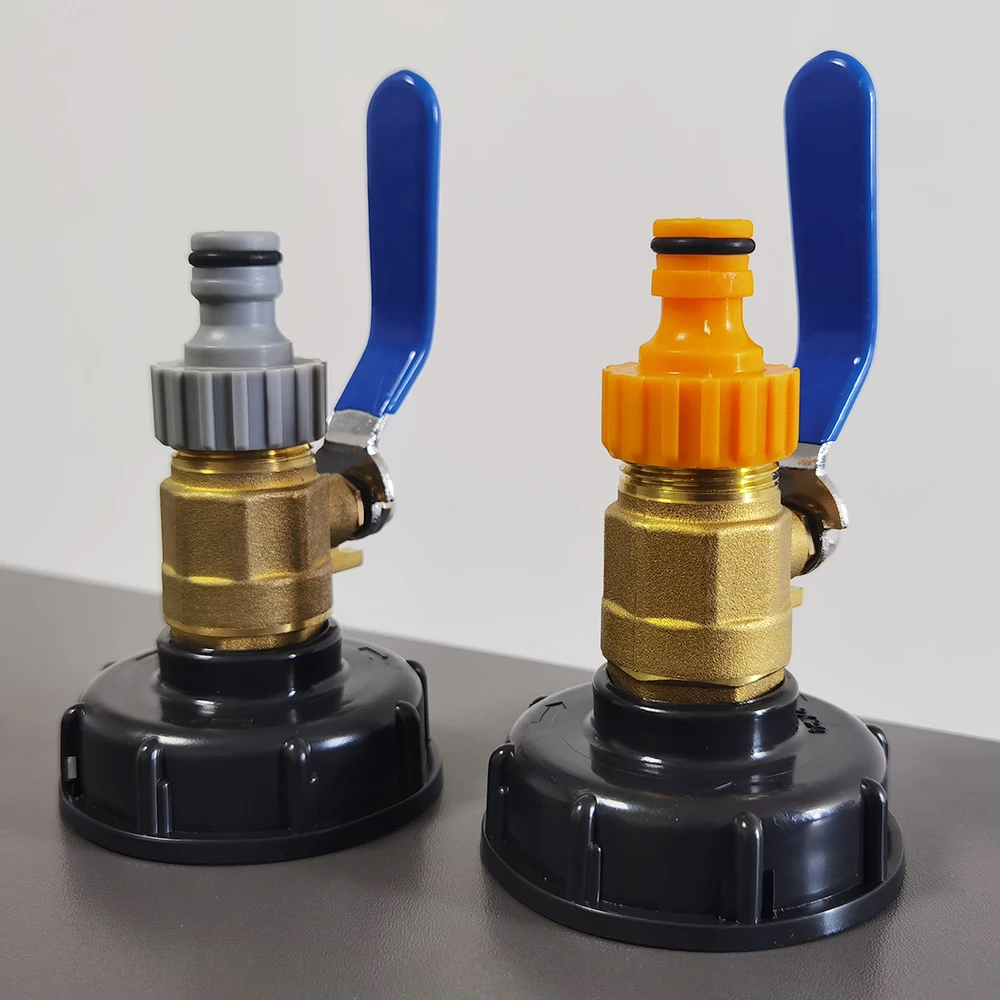 3/4'' copper valve Universal connector nipple IBC S60*6 water tank adapter adapter cover 3Pc set garden irrigation bucket outlet