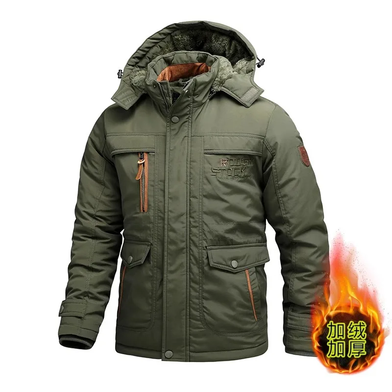 

Men's Fashionable European-Style Military-Enthusiast Workwear Cotton-Padded Jacket Winter Fleece Thickened Tactical Coat