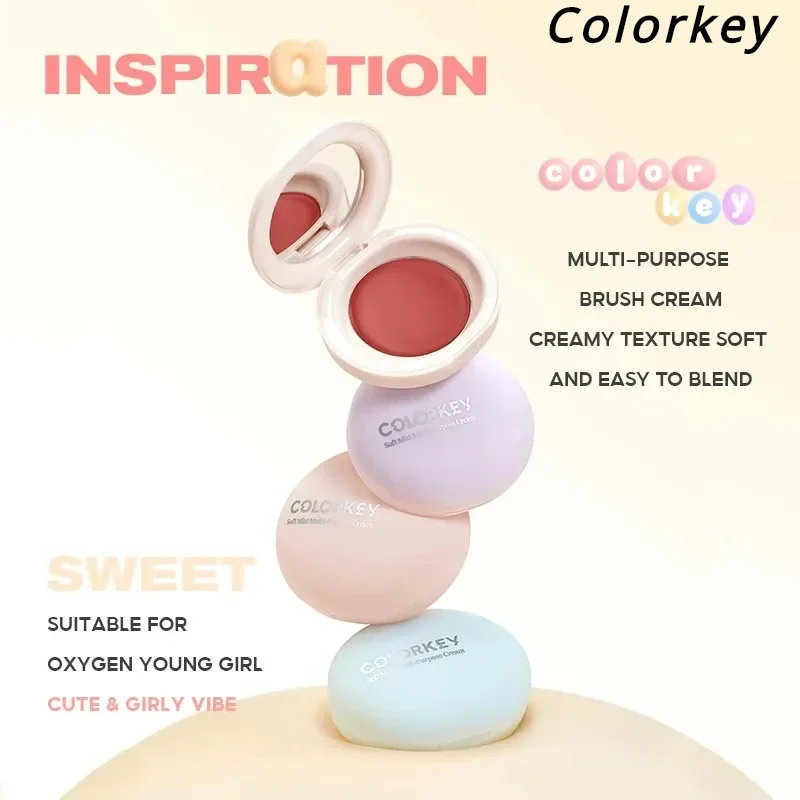 

COLORKEY 3 in 1Multi-purpose Blush Cream Eye-shadow Blush Lipstick Soft and Easy to Blend Makeup