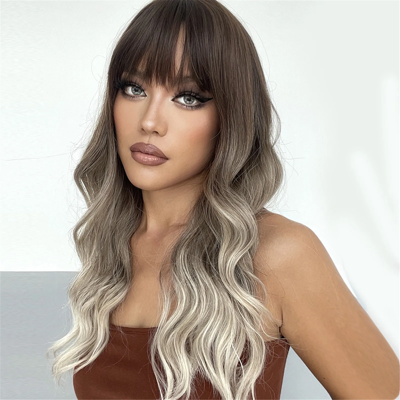 Lace Front Wigs For Women Curly Holiday Shoulder Cosplay Women\'S Bob With Bangs Hair Daily Party Wig Long Girls Hair Barrettes