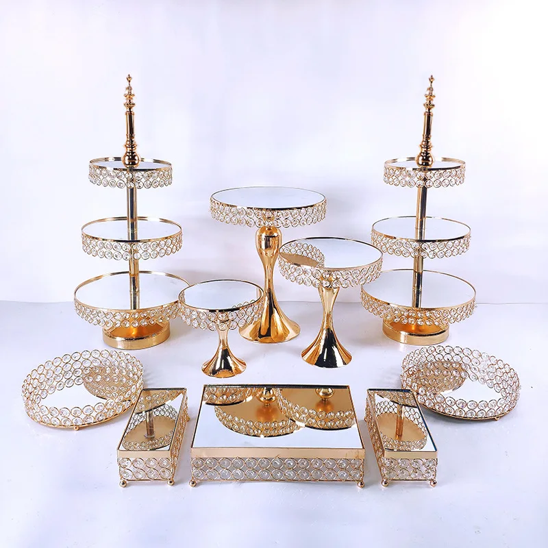 웨딩 디저트 테이블 장식 골드 실버 케이크 3단 디저트 랙 장식 디스플레이 랙 철제 케이크 랙
