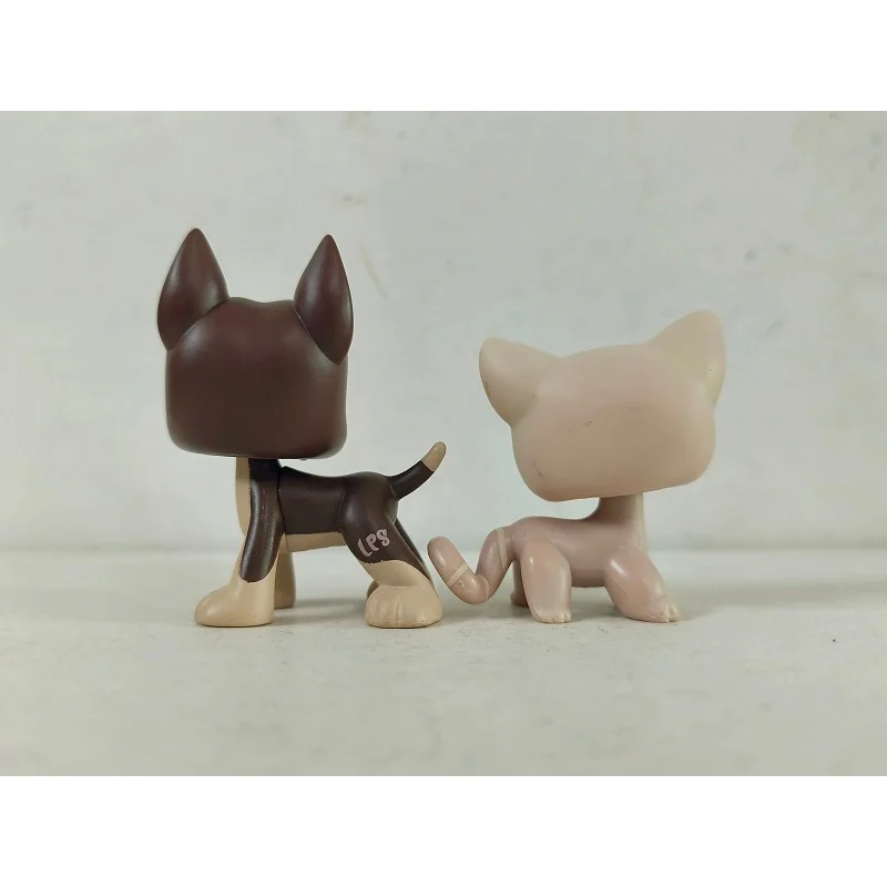 2 개/몫 미니 애완 동물 가게 장난감 갈색 개 핑크 고양이 # 817 # 228 동물 LPS 피규어