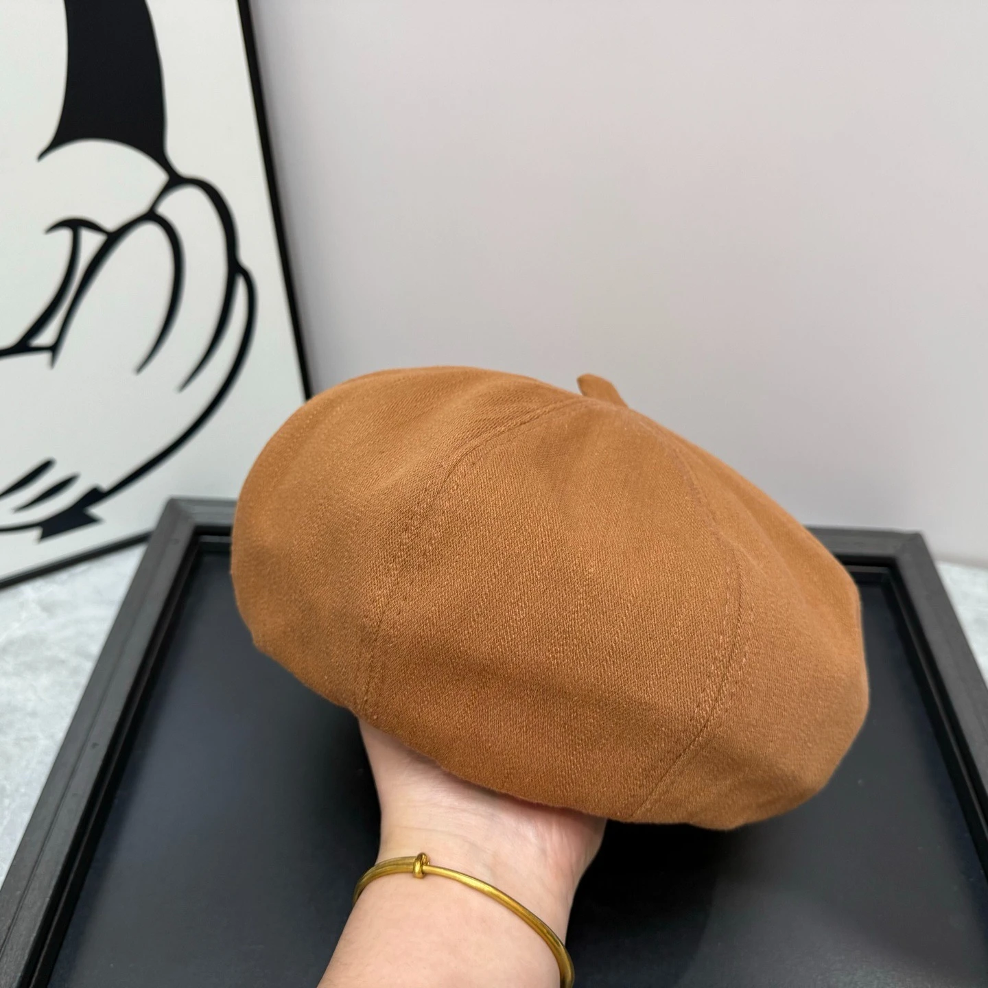 

High-end Outdoor Hat Autumn New Beret Navy Hat Double-circle Suede Leather Beret Versatile Sun Hat Newsboy Hat Light Luxury Gift