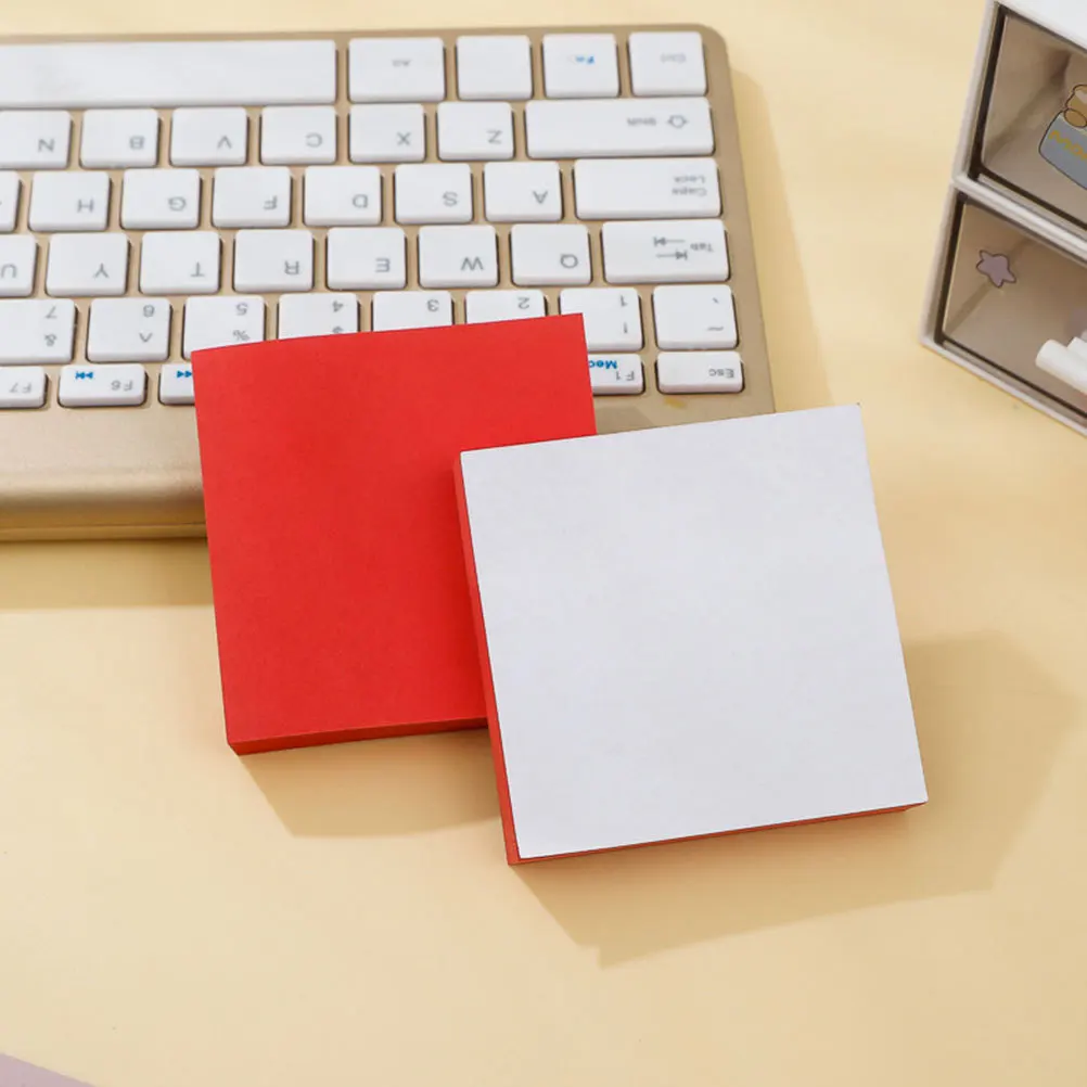 

8 Pads Square Sticky Memo Notes Bright Red Adhesive Notepads Essential Study Supplies Office Classroom Desk Accessories