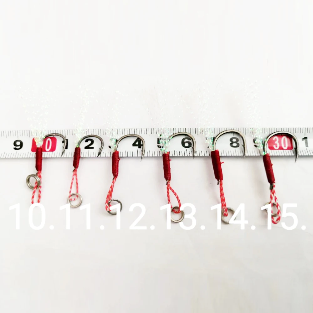 

AI-SHOUYU 10pcs/lot Fishing Jigging hooks 10#-15# Barbed hook Soft Bait Wom Hook with Feather Fishing Tackle Hooks