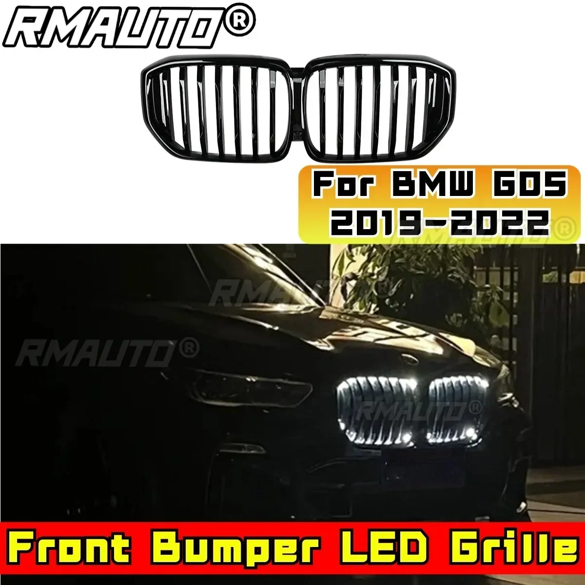 LED Front Racing Facelift Upper Radiator Grilles For BMW X5 G05 2019-2022 Car Front Bumper Racing Grille Grill Car Accessories