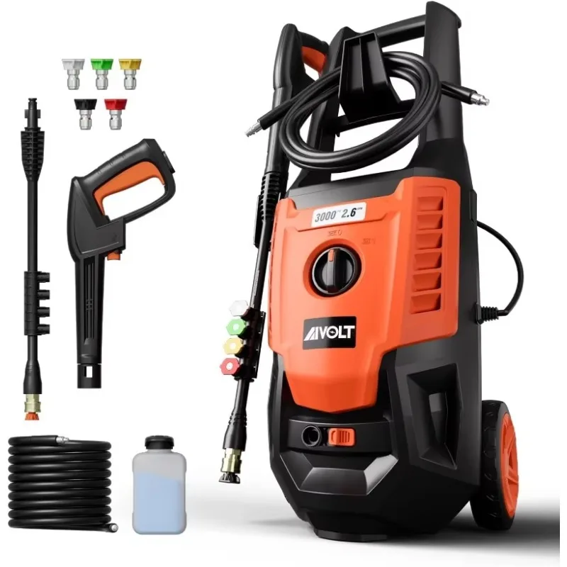 AIVOLT Electric Pressure Washer 3000PSI 2.6GPM High Pressure Power Washer 1800W Portable Pressure Cleaner Machine with 5 Nozzles