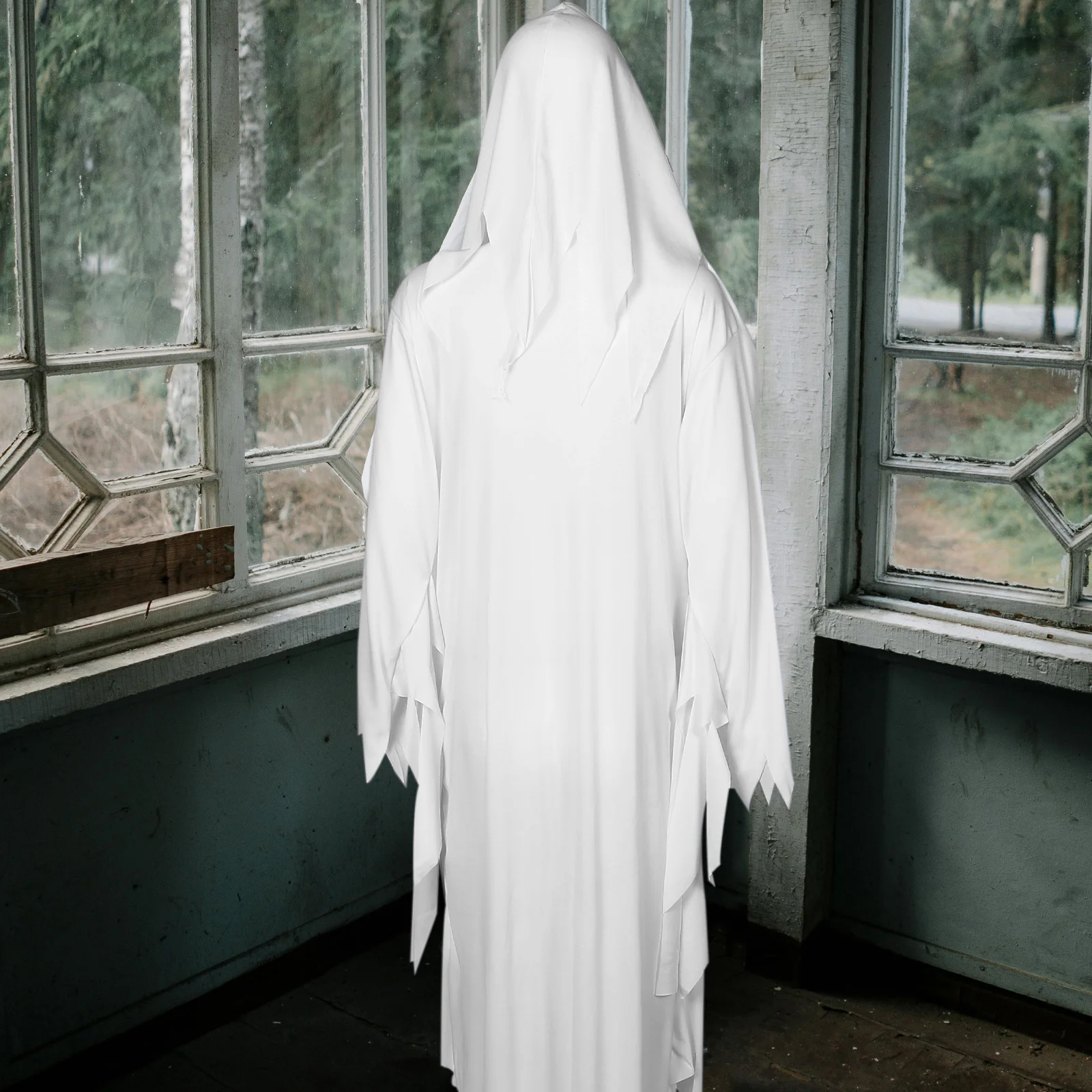 

1 set Female Ghost Costume Women White Scary Halloween Dress Cosplay Party Thrilling Breathable Stage Performance Adult Costumes