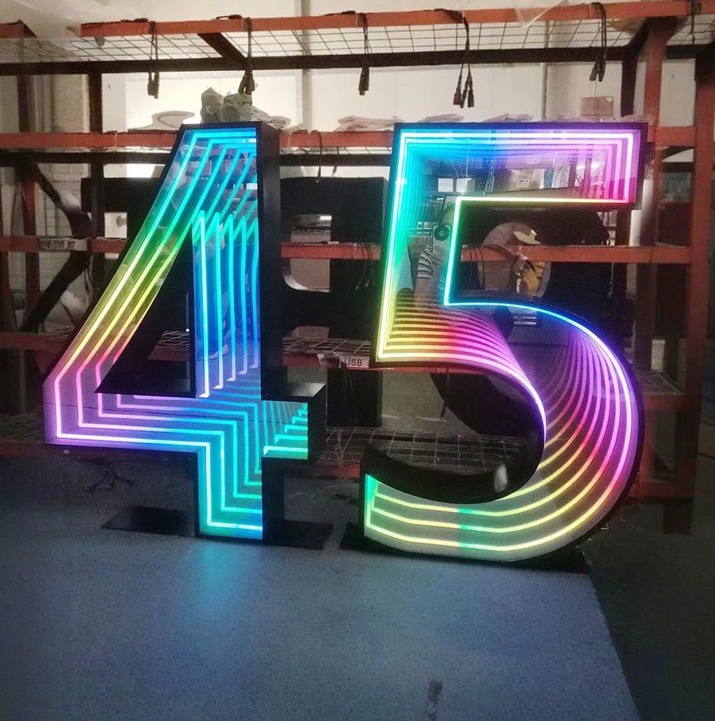 

Custom 3D multi-layer mirror commercial logos, metal ornaments, acrylic LED luminous letters