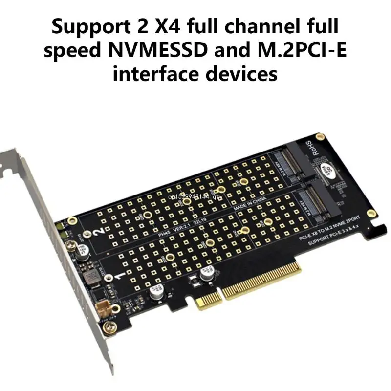 M.2 NVME to PCIEX8 Expansion Card with 2 Bays PCIE Split Card for Servers Dropship