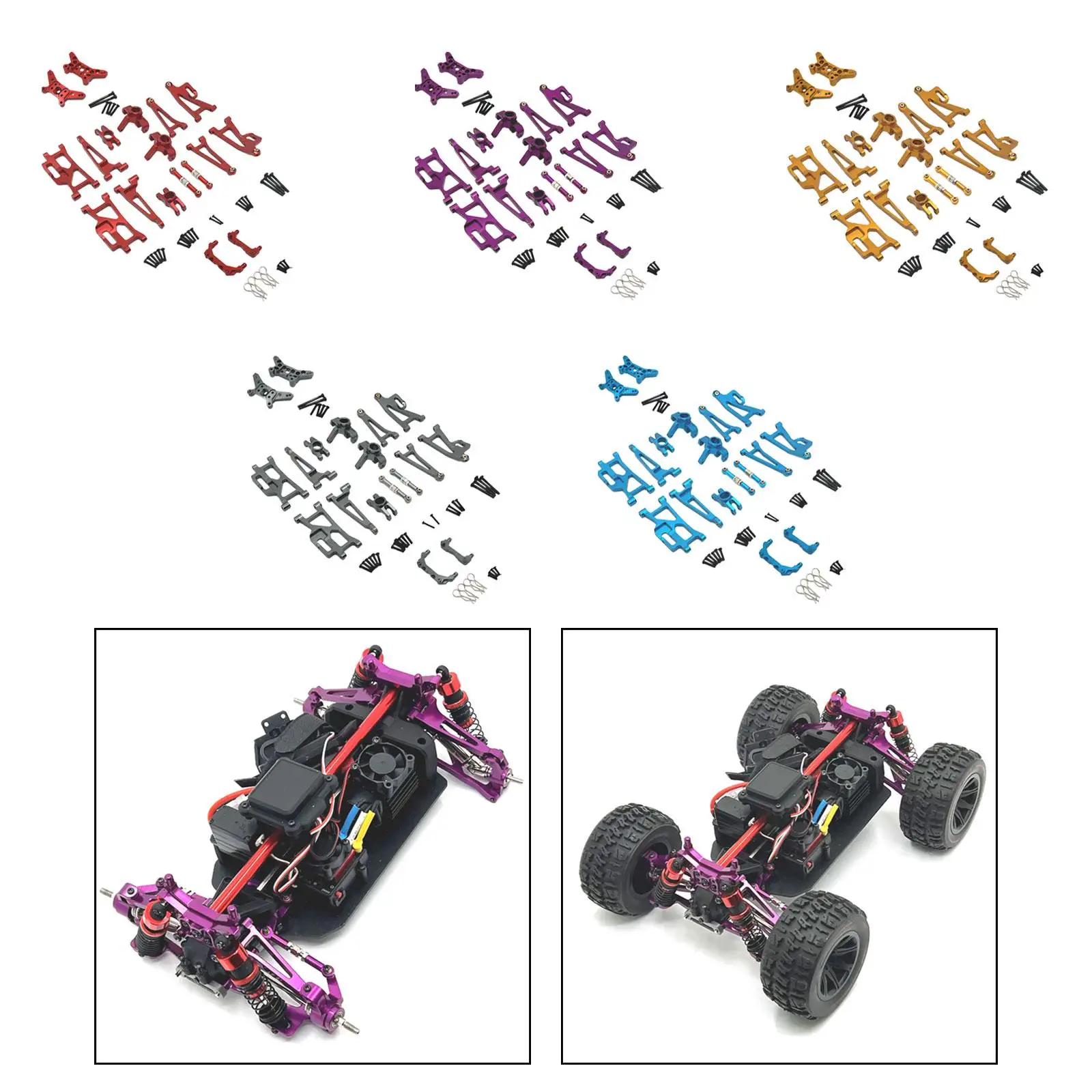 1/14 Scale RC Car Metal Upgrade Kits Swing Arms Shock Absorber Plate Steering Cups for 14209 14210 Crawler Accessories