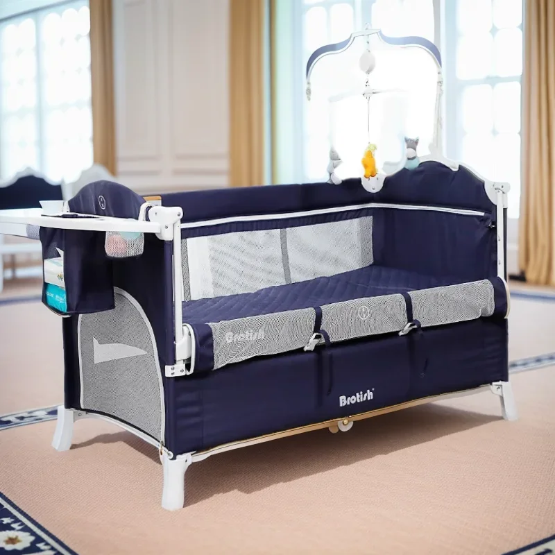 IMBABY Baby Cribs Portable Cribs for Baby with Diaper Table Baby Bed Multifunctional Cradle for Baby 0-6 Children's Cots