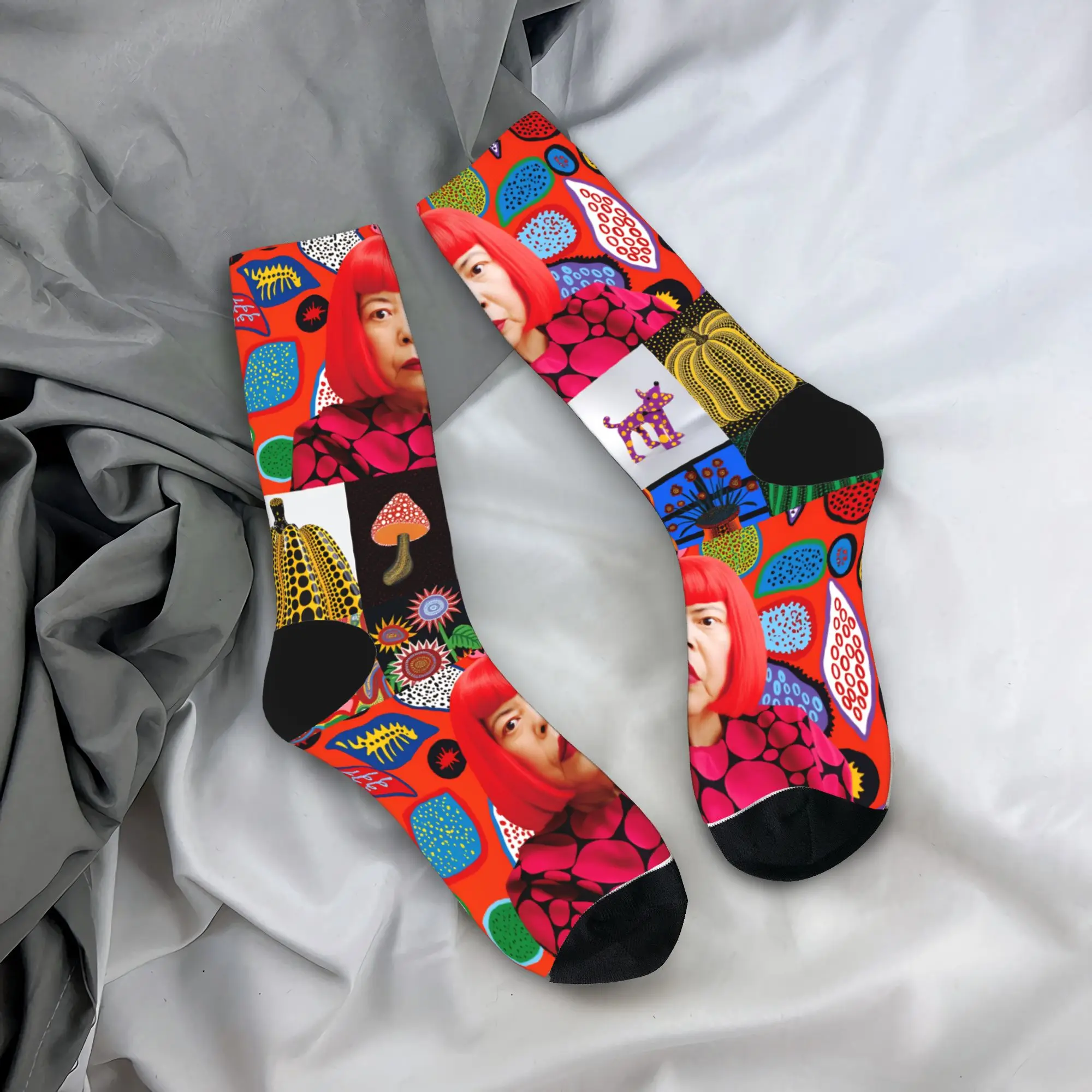 

Yayoi Kusama Abstract Face Stockings Couple Japanese Artist Socks Comfortable Funny Socks Autumn Outdoor Non Slip Socks Gift