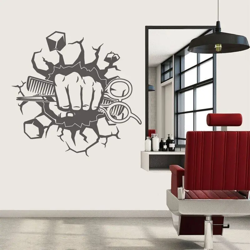 Barber Barber Shop Wall Decals Men\'s Hair Salon Salon Hair Styling Beard Shaving Shop Signboard Door Decorative Vinyl Decals 4