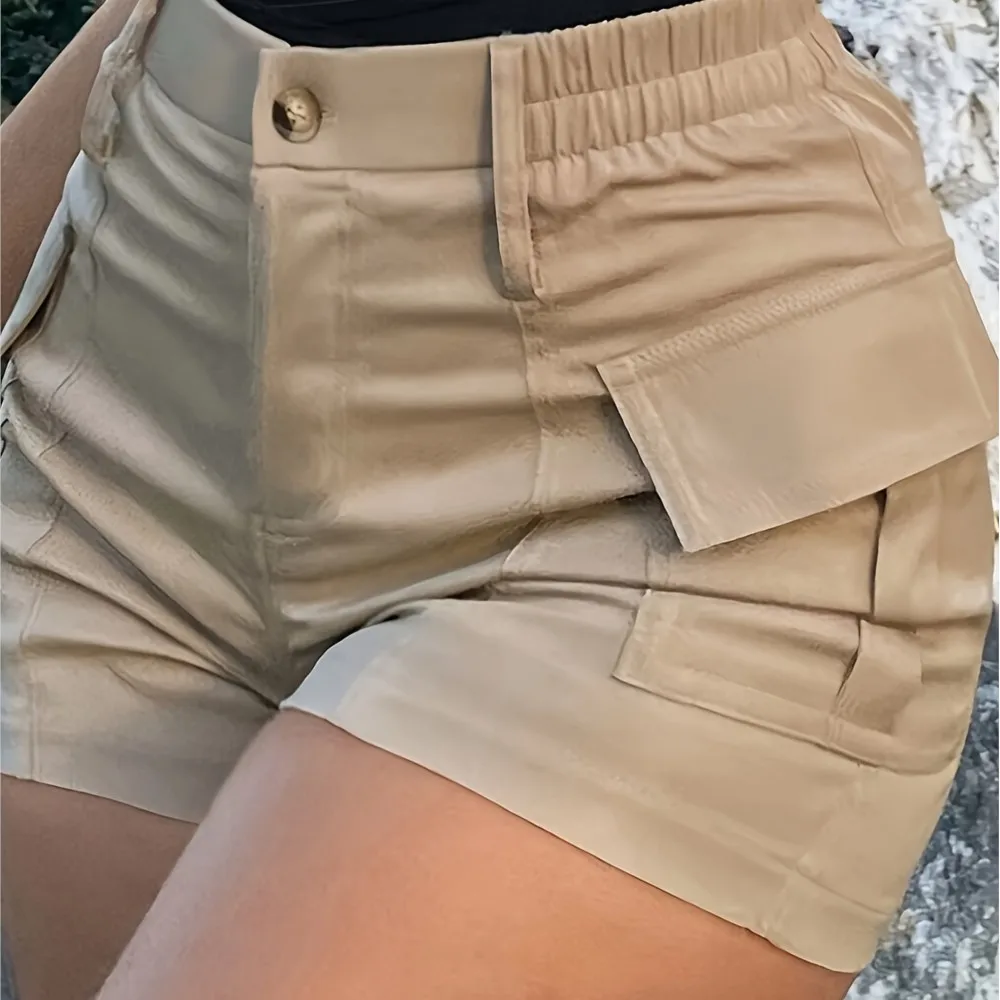 Modeshorts Dames Nieuwe effen kleur Casual Comfortabel Dagelijks Street Style Dameskleding Hoge taille Overalls met knoopzak