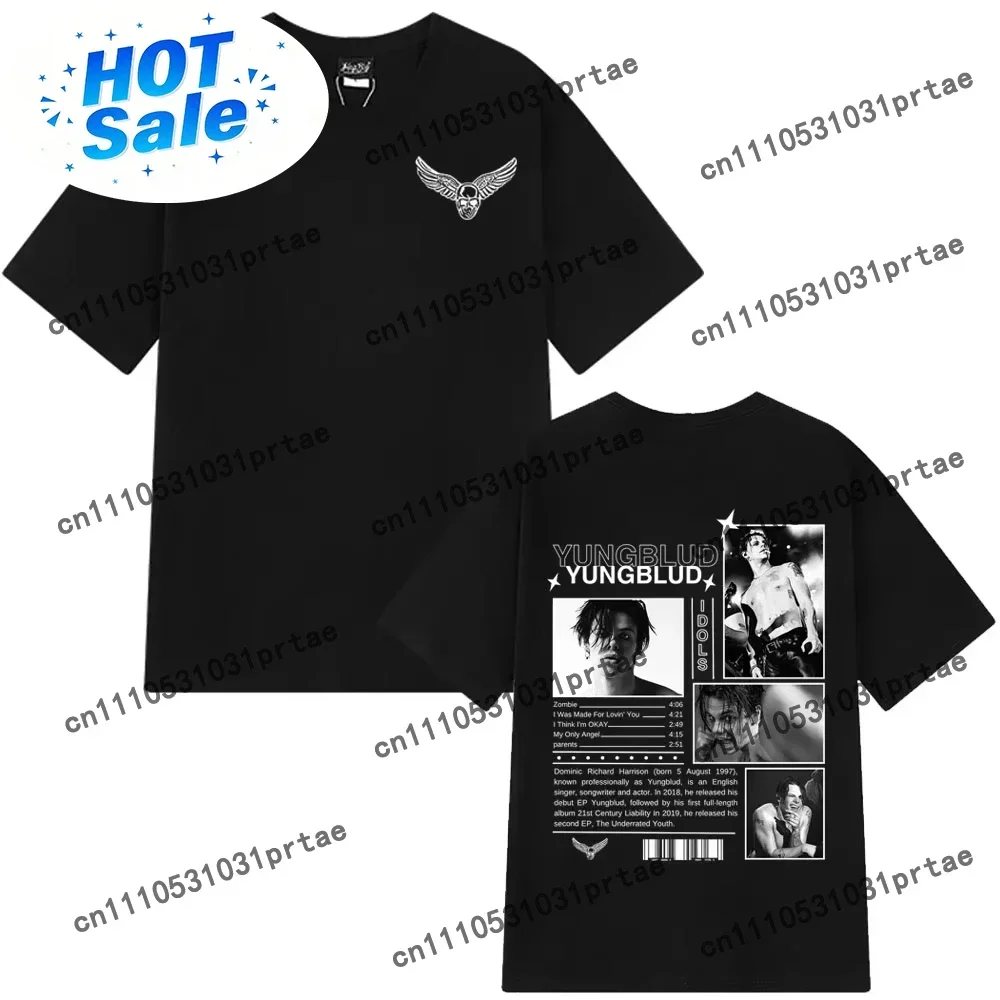 Yungblud IDOLS The World Tour T-shirts Men Women Hip-hop Punk T-shirts Short-sleeved Loose Casual Cotton Tshirt Streetwear Black