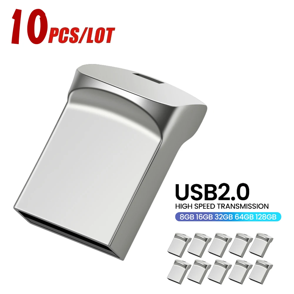 

10 шт./лот, супер мини-металлический USB-накопитель, 32 ГБ, флэш-накопитель, 64 ГБ Cle, USB-накопитель, 8 ГБ, 16 ГБ, креативные бизнес-подарки, ручка-накопитель