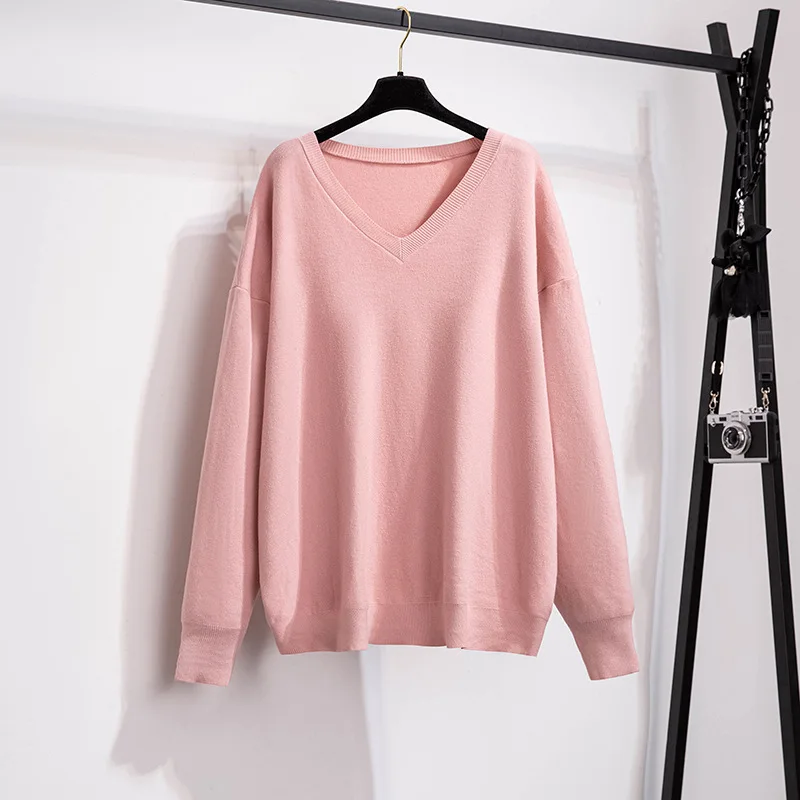 Big Size Women Clothing 100/175kg Bust 150/160cm Extra Large Pullover Thickened V-neck Bottoming Sweaters Suéter Grande