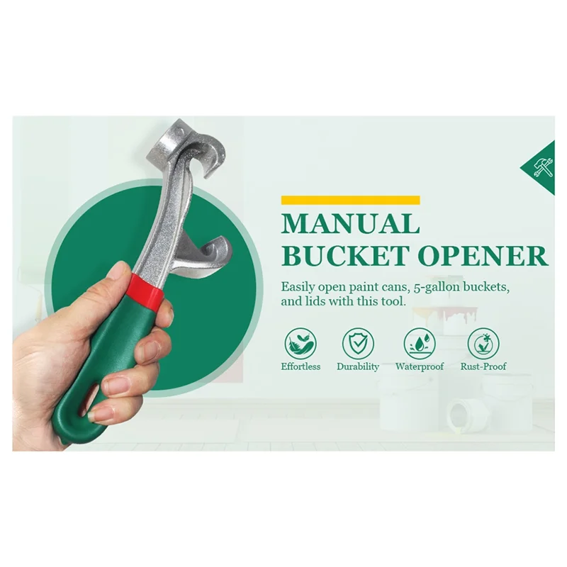 

AB66-Non-Slip Rubber Grip Manual Bucket Opener For 5 Gallon Pails-Heavy-Duty Aluminum Lid Wrench Tool