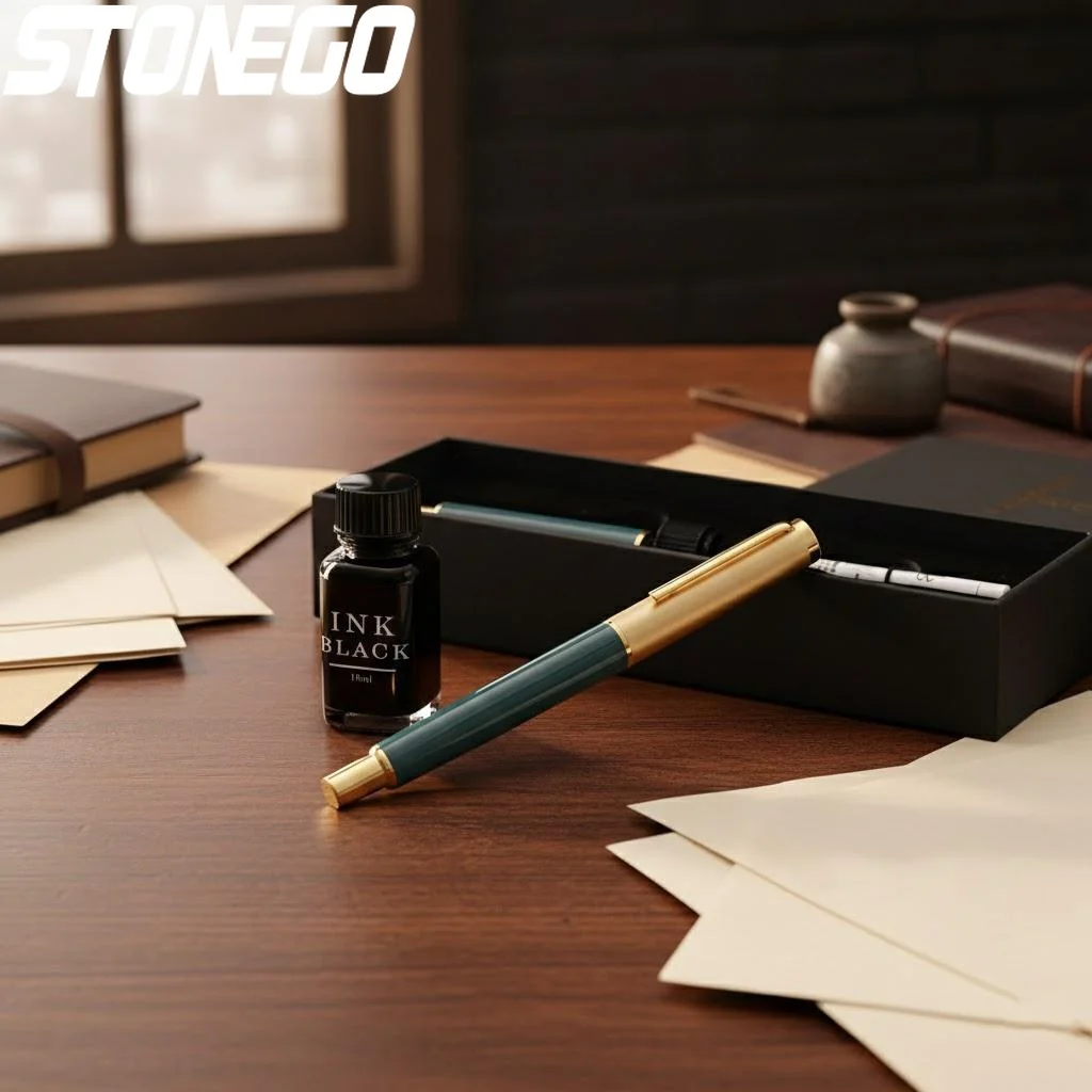 

Premium Medium Nib Resin Fountain Pen Set 15ml Ink Gift Box Writing Note-Taking Calligraphy