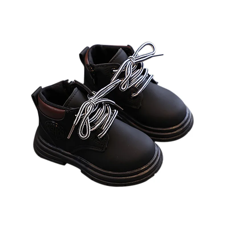 Autunno inverno bambini ragazzi ragazze stivali stile britannico Casual confortevole cravatta corda cerniera antiscivolo stivali corti scarpe