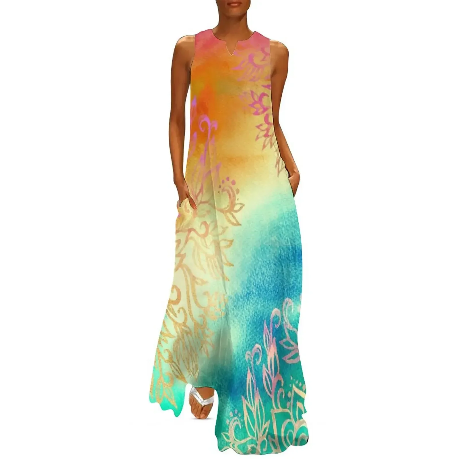 

Watercolor Wonderland Long Dress Dresses gala summer dress korean women Women's long dress birthday