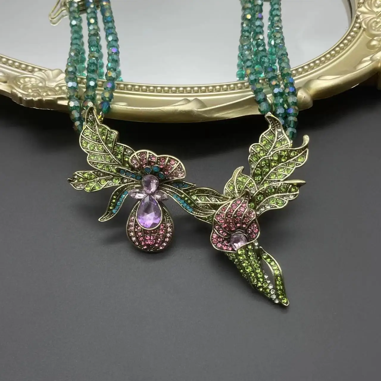 Vintage Jewelry Court Style Luxury Rhinestone Set Necklace for Women