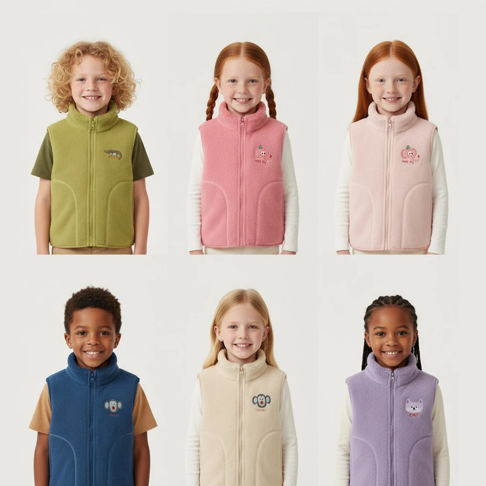 

Unisex Kids Fleece Vest Winter Warm Thicken Thermal Sleeveless Gilet Teen Boys Girls Outerwear Children Fleece Waistcoat Clothes