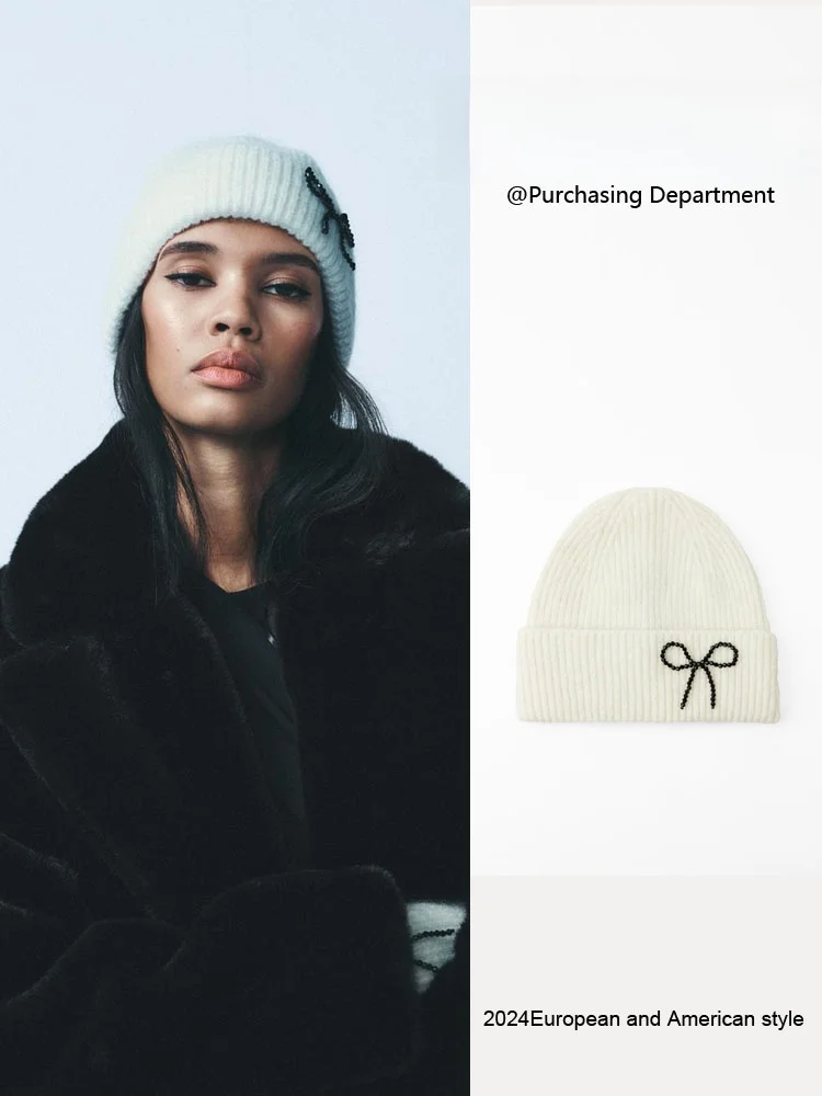 

Новая женская вязаная шапка без отворота Sweet Color Blo Knot в уличном стиле, модный аксессуар, весенняя шапка