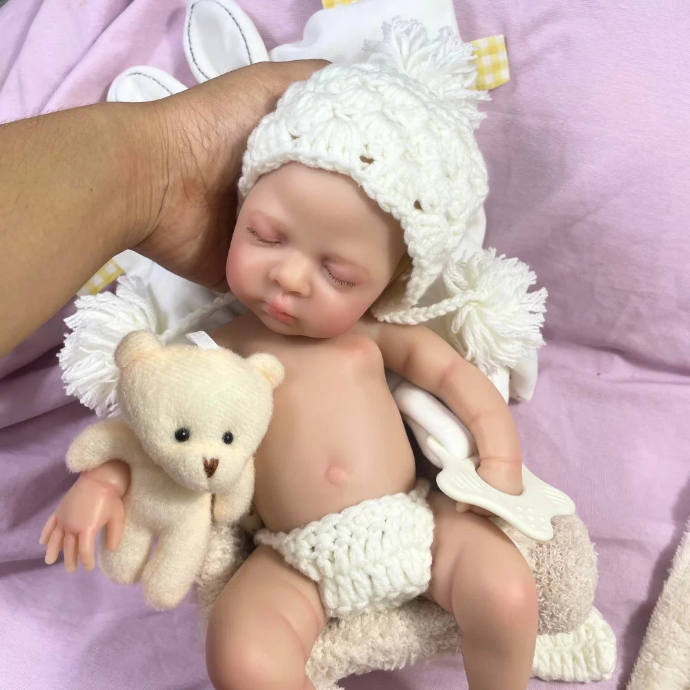 MINI 13 นิ้วตุ๊กตาเด็กทารก Reborn ตุ๊กตา Luna สาวซิลิโคนล้างทําความสะอาดได้นุ่มซิลิโคนแข็งตุ๊กตาวันเกิดคริสต์มาสของขวัญ