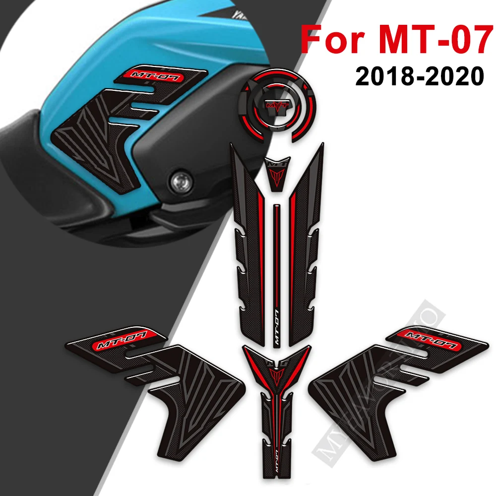 2018 2019 2020 Motorcycle Tank Pad Grips Stickers Decals Protector Gas Fuel Oil Knee Set For Yamaha MT 07 MT07 MT-07 SP