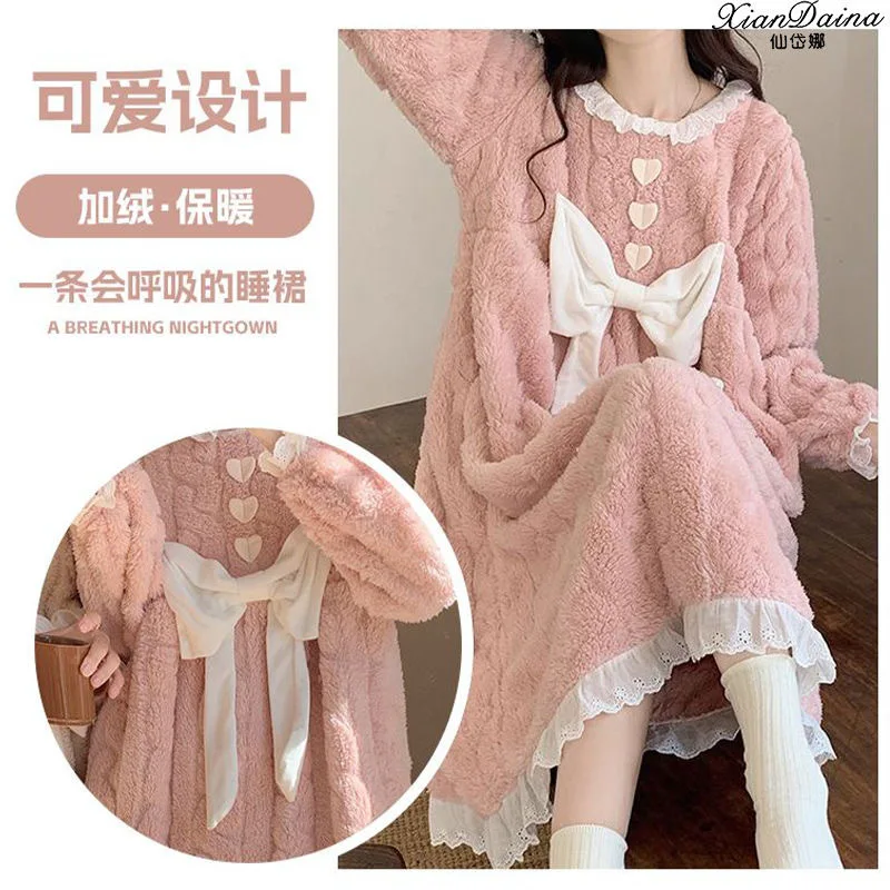 

Женская длинная ночная рубашка, хлопковая одежда для сна, зимняя теплая удобная домашняя одежда с длинными рукавами, домашняя одежда, ночная рубашка, уютное пижамное платье