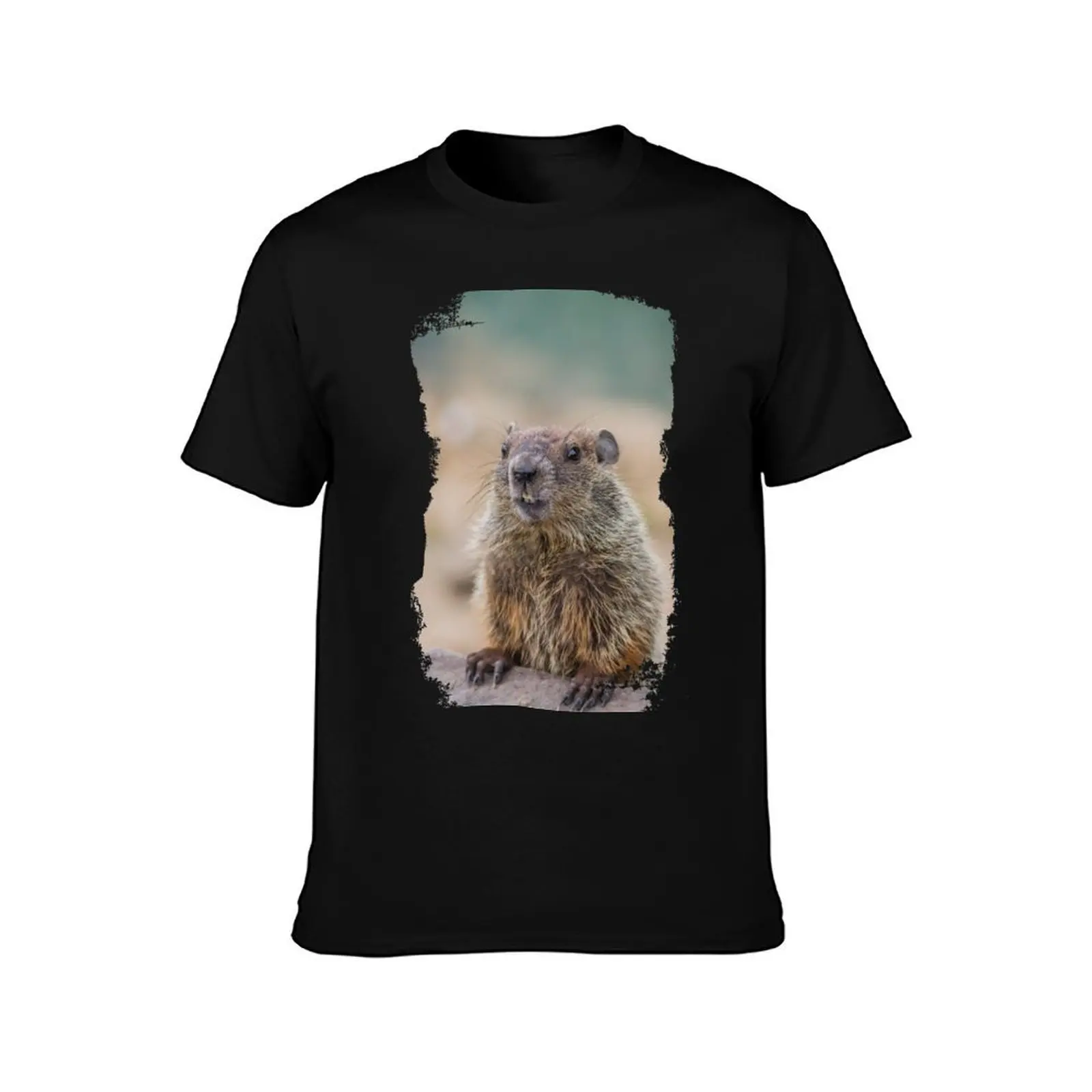 Groundhog with grunge effect - Grunge Groundhog for Groundhog Day T-Shirt, Summer Casual Cotton Tee, Oversized Streetwear Tops