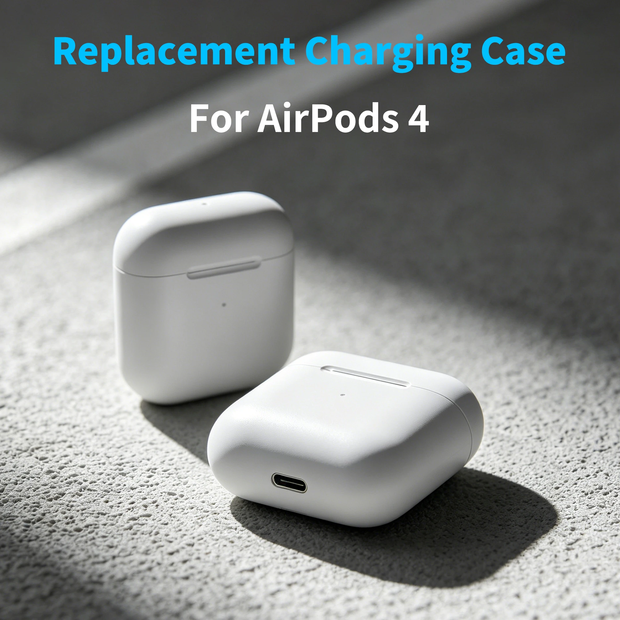 Capa de carregamento sem fio para airpods 4, porta tipo c, 450mah, caixa de carregamento, emparelhamento BT, acessórios de substituição para fones de ouvido