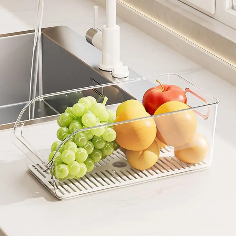 

Refrigerator Storage Box Fridge Organizer Fresh Vegetable Fruit Boxes Drain Basket Storage Containers Pantry Kitchen supplies