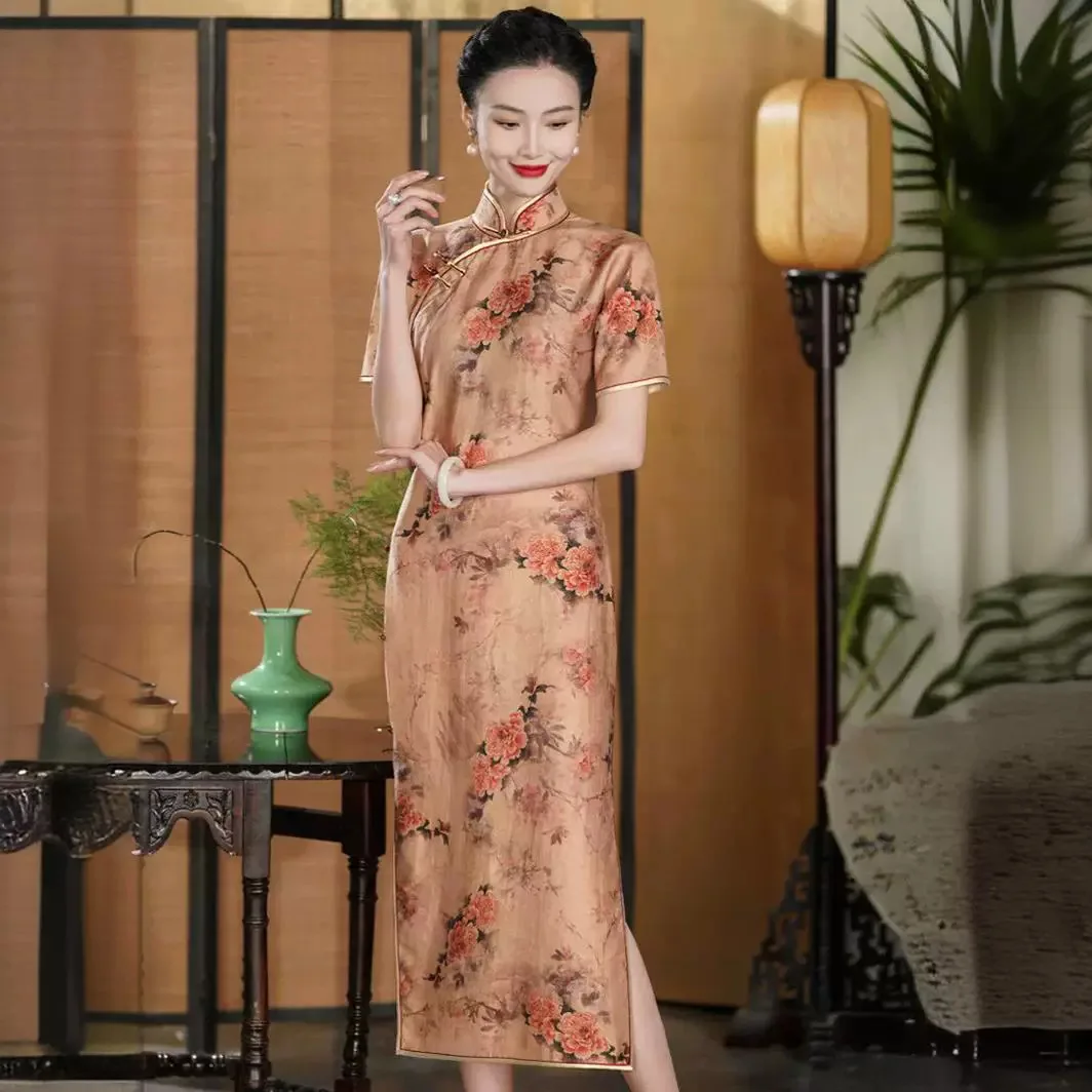 Traditional Full Cardigan Ancient Cheongsam Women's Non-Saving Daily Retro the Republic of China Style Dress Temperament