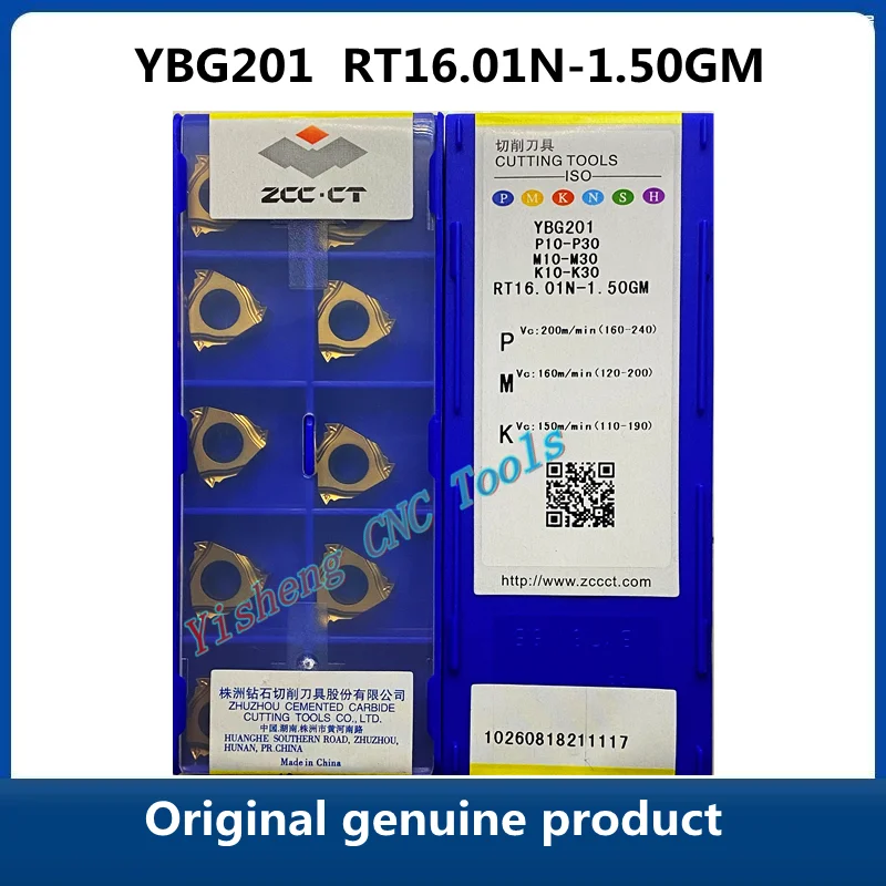 

Original ZCC CT YBG201 RT16.01N-1.50GM YBG205 RT16.01W-1.50GM Carbide Inserts CNC Threaded turning tools Lathe Cutter Tools