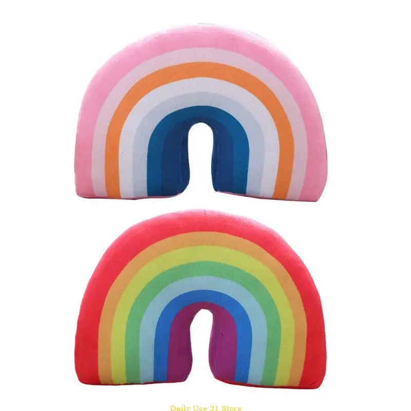 Kids Rainbow Pillow Neck Cushion for Head Support Sleeping Plush Toy Children Room Decoration