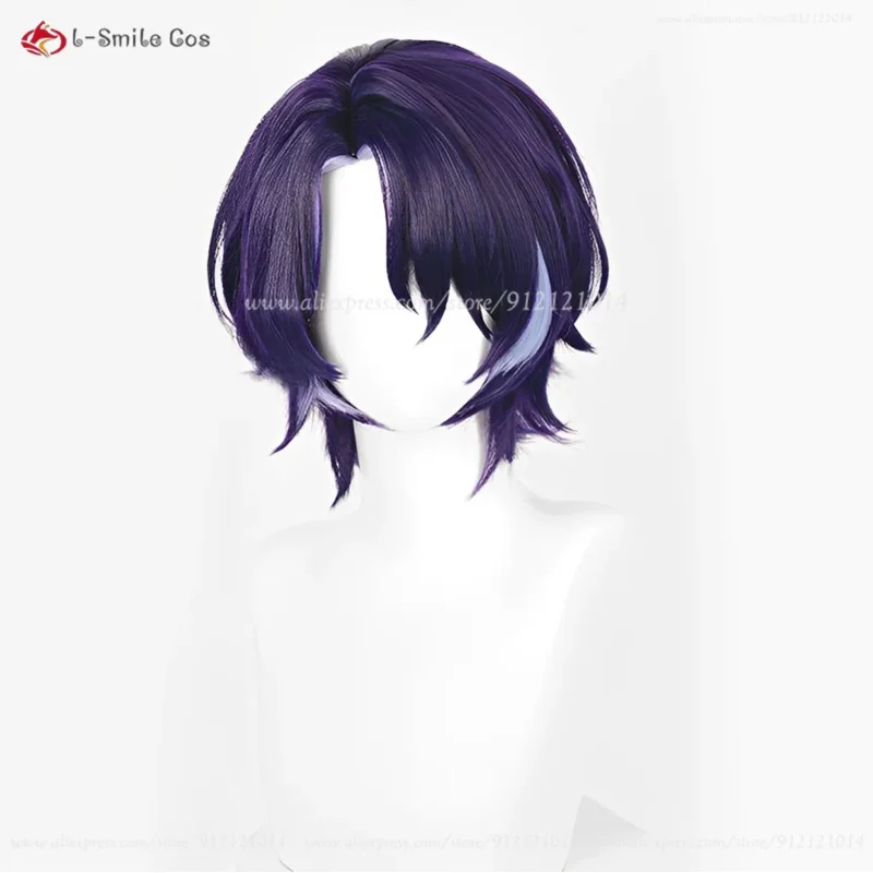 CyHSR دكتور. نسبة شعر مستعار تأثيري نسبة الدكتور 33 سنتيمتر قصيرة الأرجواني يسلط الضوء على الباروكات مقاومة للحرارة الاصطناعية الشعر حفلة أنيمي الباروكات + غطاء شعر مستعار #6