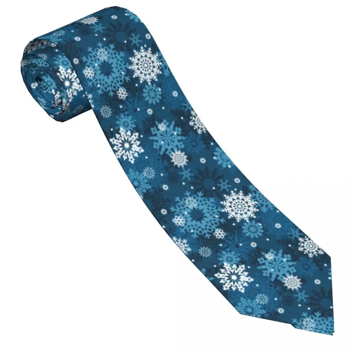 Classic Tie for Men Silk Mens Neckties  Wedding Party Business Adult Neck  Casual Snowflakes Seamlessly Pattern Blue 