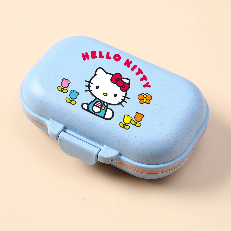 Sanrio Hello Kitty Cartoon Portable Pills Organizer Case 7 Grids Pillbox Tablet Storage Container Weekly Medicine Pill\'s Box