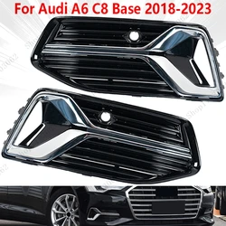 Front Fog Light Cover Bumper Grille Fit For Audi A6 C8 Base 2018 2019 2020 2021 2022 2023 Car Grill 4KD807647D 4KD807648D