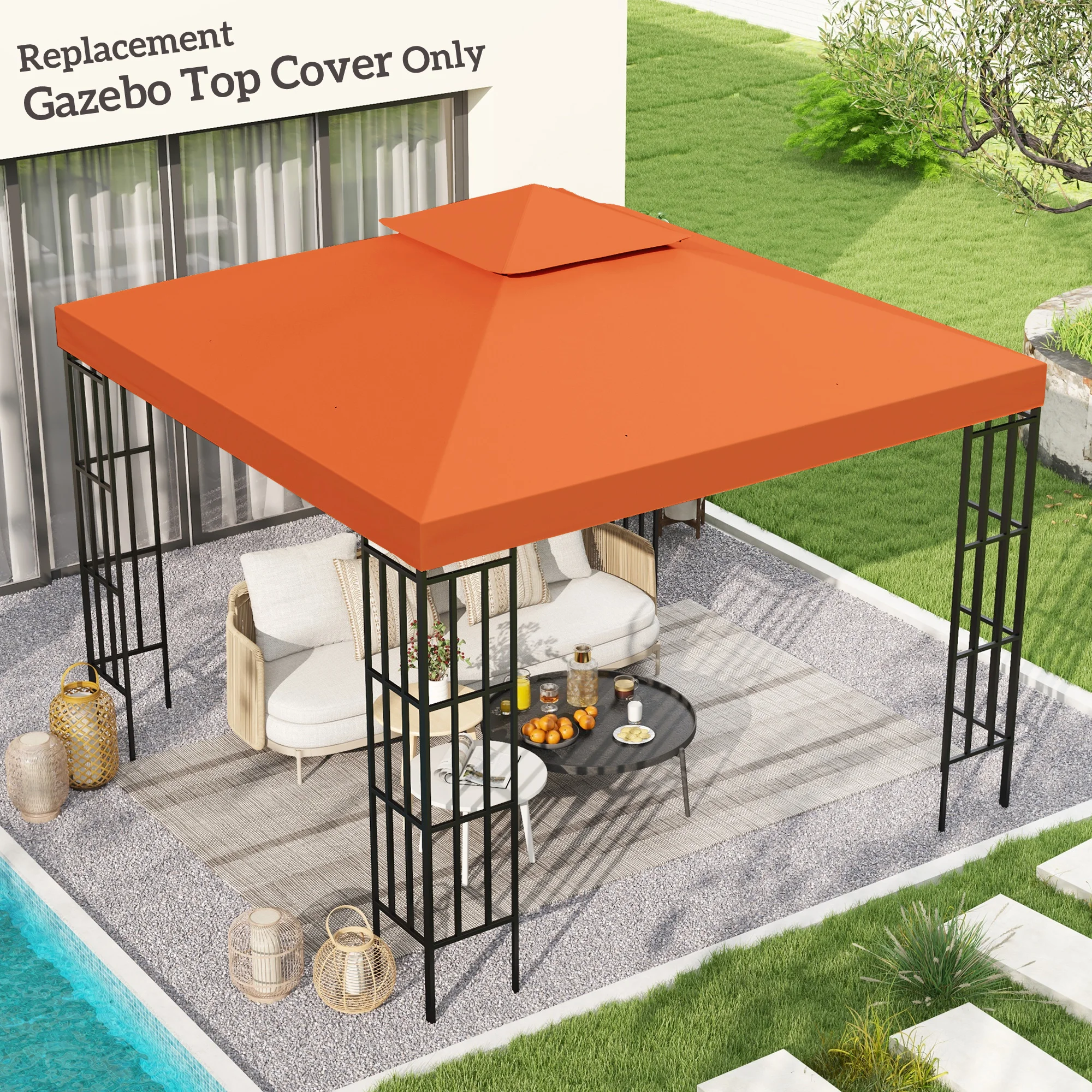 Outsunny-Techo de Reemplazo, Estructura de Carpa Cenador Rojo, 3x3m