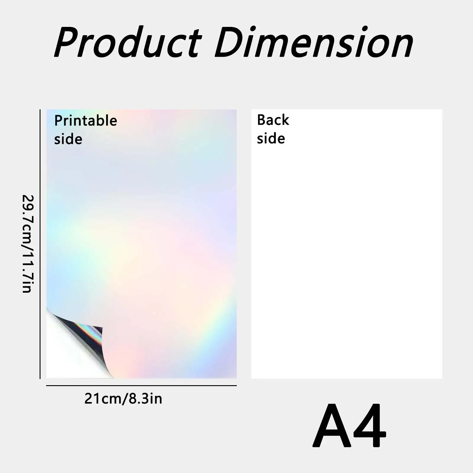 A4 10/20/30/40 PCS Holographic Rainbow Printable Vinyl Sticker for Inkjet Printer, Easy to Cut, Waterproof, DIY Craft & Labels
