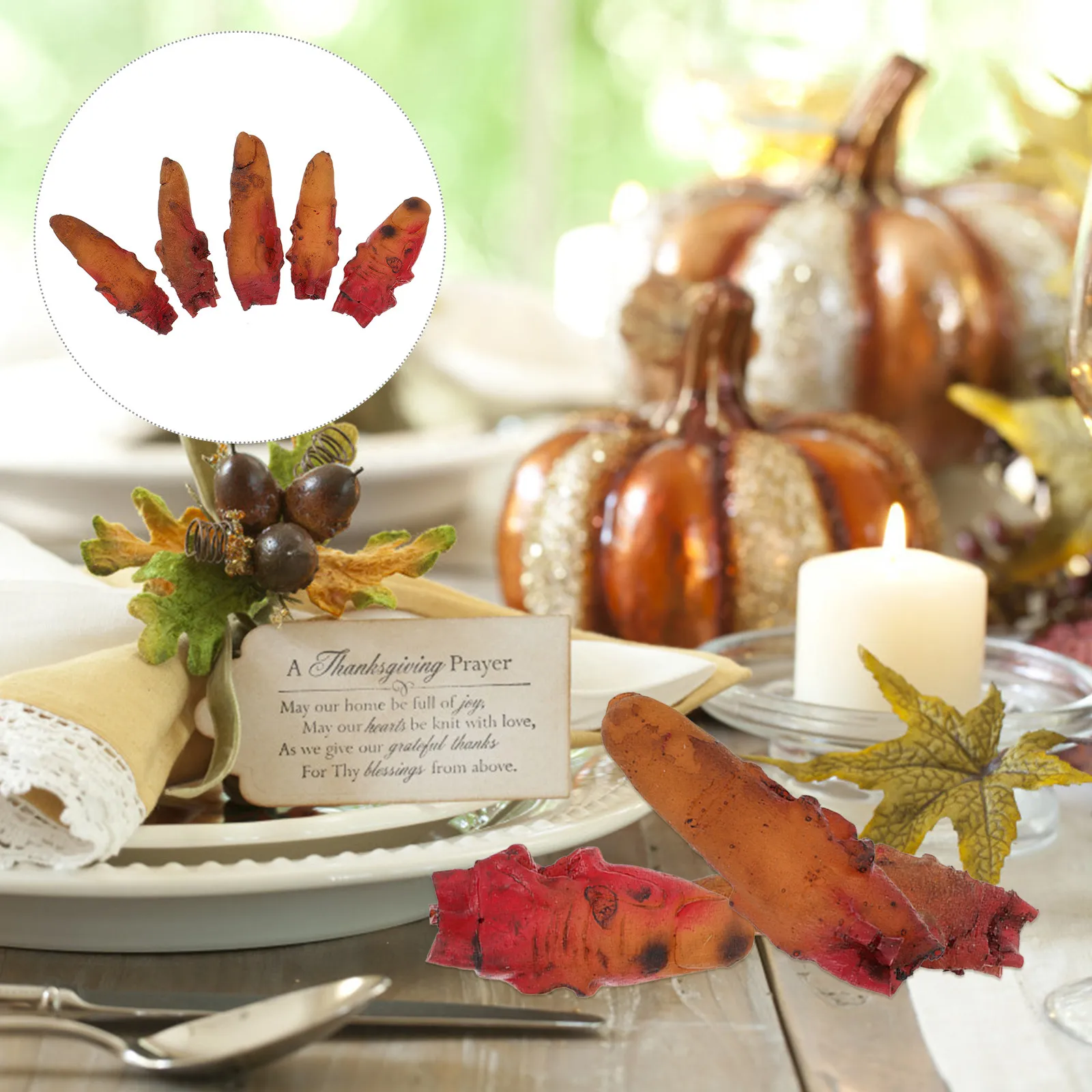 

5Pcs Halloween Finger Props Scary Broken Fake Fingers Haunted House Horror Finger Decorations Halloween Props Scary