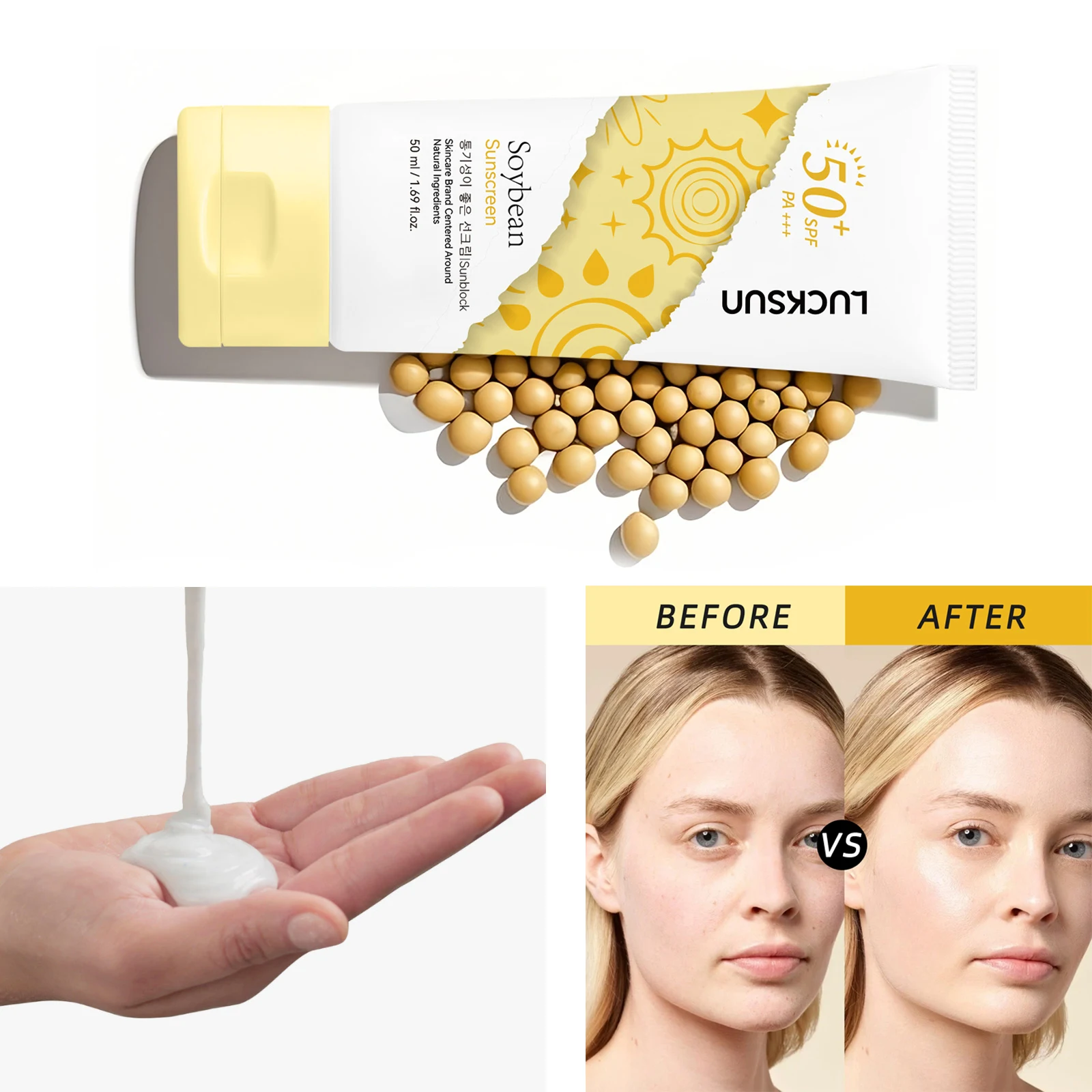 

LUCKSUN SPF50+ PA+++ Sunscreen 50ml - Breathable Feather-Light Face Sunblock, Hydrating Not-greasyUV Protection for Daily Use